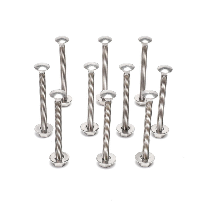 (10 Sets) 1/4-20 x 2-1/2" Carriage Bolts and Nuts Kit, Round Head Square Neck Screws, Stainless Steel 18-8 (304) 1/4-20 x 2-1/2(10 SETS)