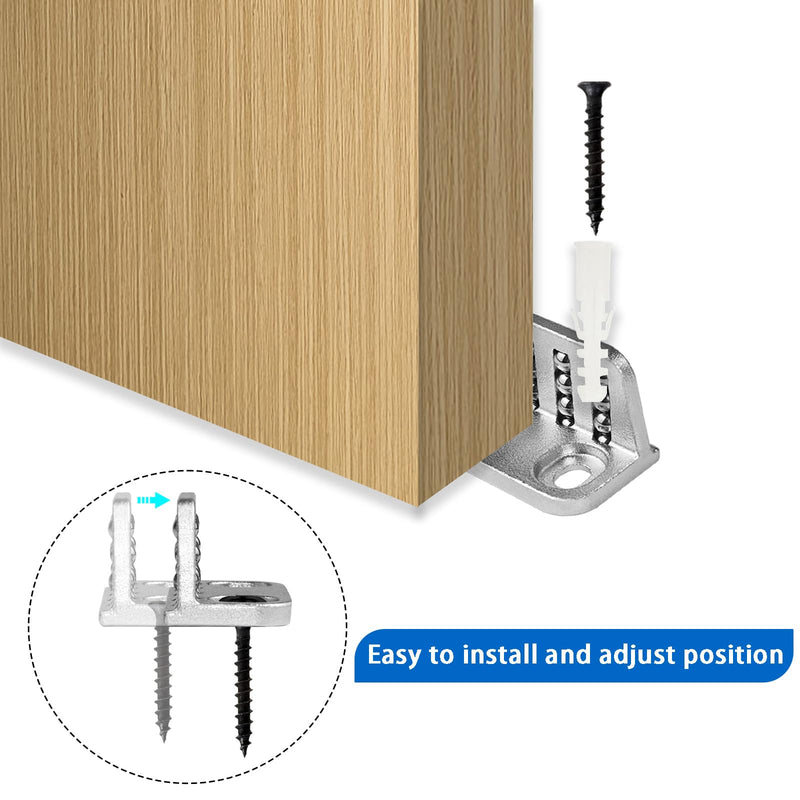 4 Barn Door Floor Guide Bearing Design, Sliding Barn Door Floor Guide Adjustable Rollers at The Bottom Strong and Durable Steel Frame 4 Pack