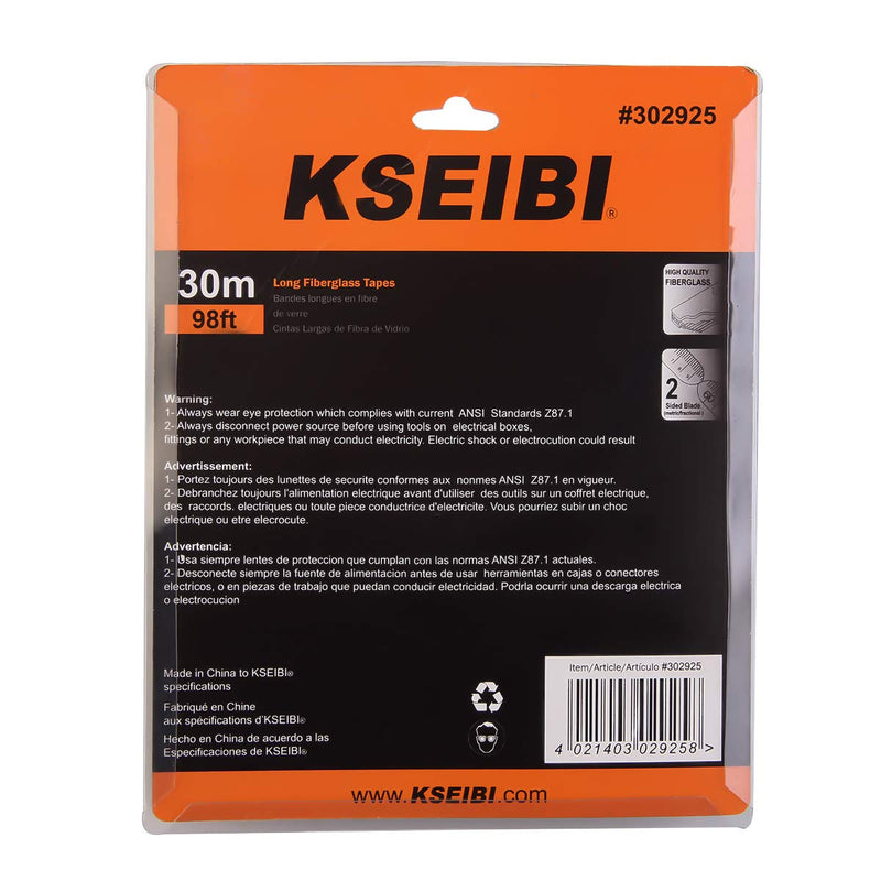 KSEIBI 302940 Closed Reel Long Tape Measure 165 ft Flexible Fiberglass Double Face Printing Inch/Metric for Land, Yard Distance Measurement, and Construction Work (165ft / 50m) 150ft / 50m