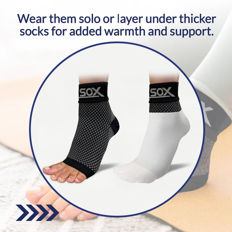 SB SOX Plantar Fasciitis Compression Socks - Plantar Fasciitis Relief for All Day Wear - Best Ankle Sleeve and Arch Support for Foot Pain and Comfort (Black, Medium) Black