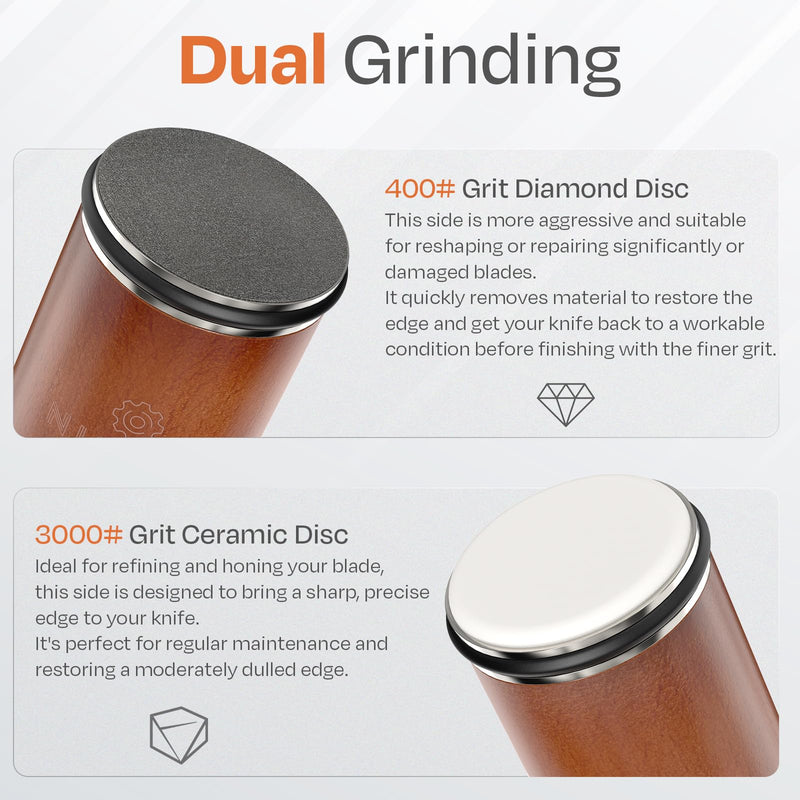 Rolling Knife Sharpener Kit with Diamond & Ceramic Sharpening System – 1000# Grit Whetstone, 15° & 20° Magnetic Angles, Non-Slip Base, Professional Sharpening Kit for Kitchen & All Blade Types