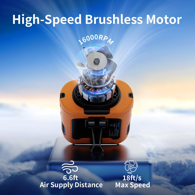 Socool 10000mAh Portable Waist Fan Clip on Wearable Belt Personal Fan Rechargeable Battery Operated with 5 Speeds & Flashlight Neck Hands-Free 40H Cooling for Outdoor Travel Power Bank (Orange) Orange