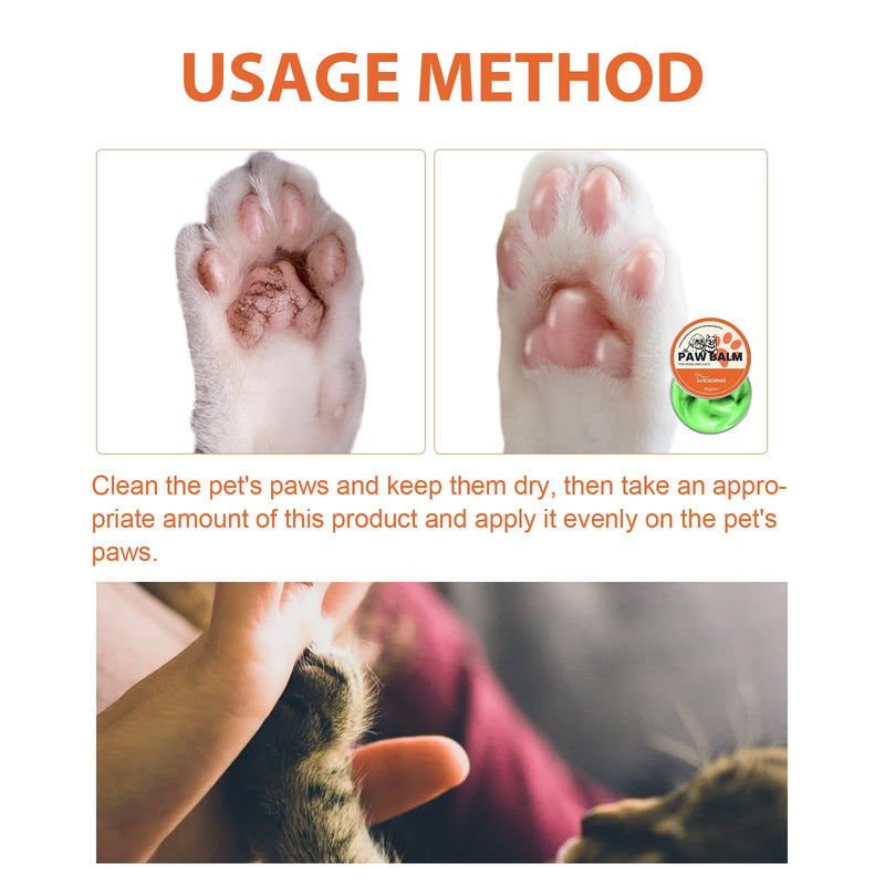 MCstars Natural Lick Safe Pet Paw Cream for Dogs & Cats, Oat Protein Aloe Vitamin E, Heal Dry Cracked Paws & Nose, All-Season Paw Protector, Non-Irritating Quick Absorb Pet Skin Care (2oz/60g) Paw Cream 60g-Orange