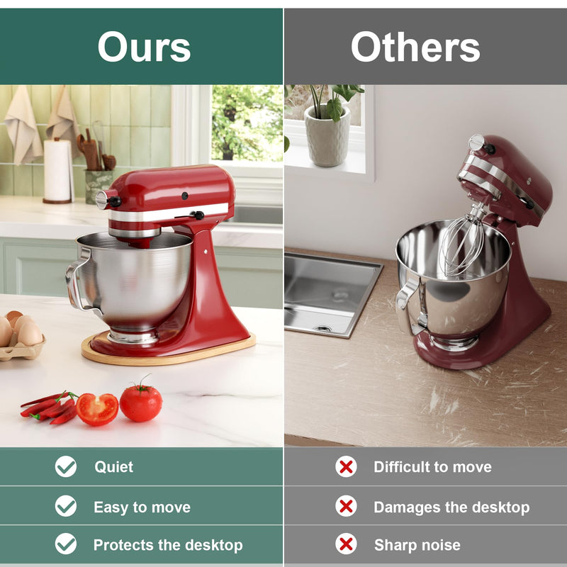 Food-Grade Bamboo Mixer Slider for KitchenAid 4.5-5 Qt Tilt Head Stand Mixer, Appliance Sliding Mat for Kitchenaid Artisan, Kitchen Countertop Storage Accessories Mixer Moving Tray Attachments for 4.5-5 Qt Tilt Head Mixer