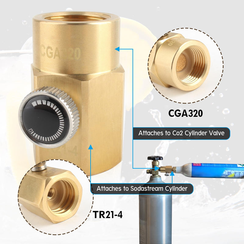 Soda Refill Bottle Co2 Adapter Refills Connector Kit for CGA320 to TR21-4,Soda Machine Soda Bottle Adapter Connector Adapter Accessories Replacement for (CGA320 to TR21.4)