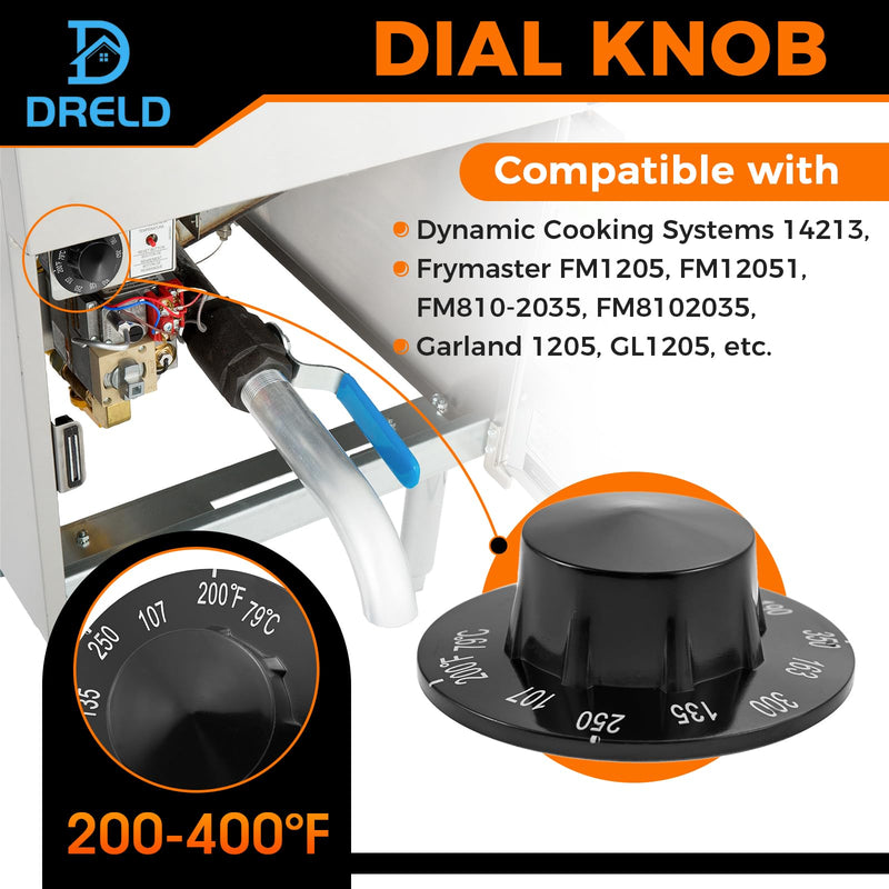 Temperature Control Valve Beige Pilot Dial Knob and 200-400°F Thermostat Dial Knob for Fryers, Range, Braising (Pack of 2)