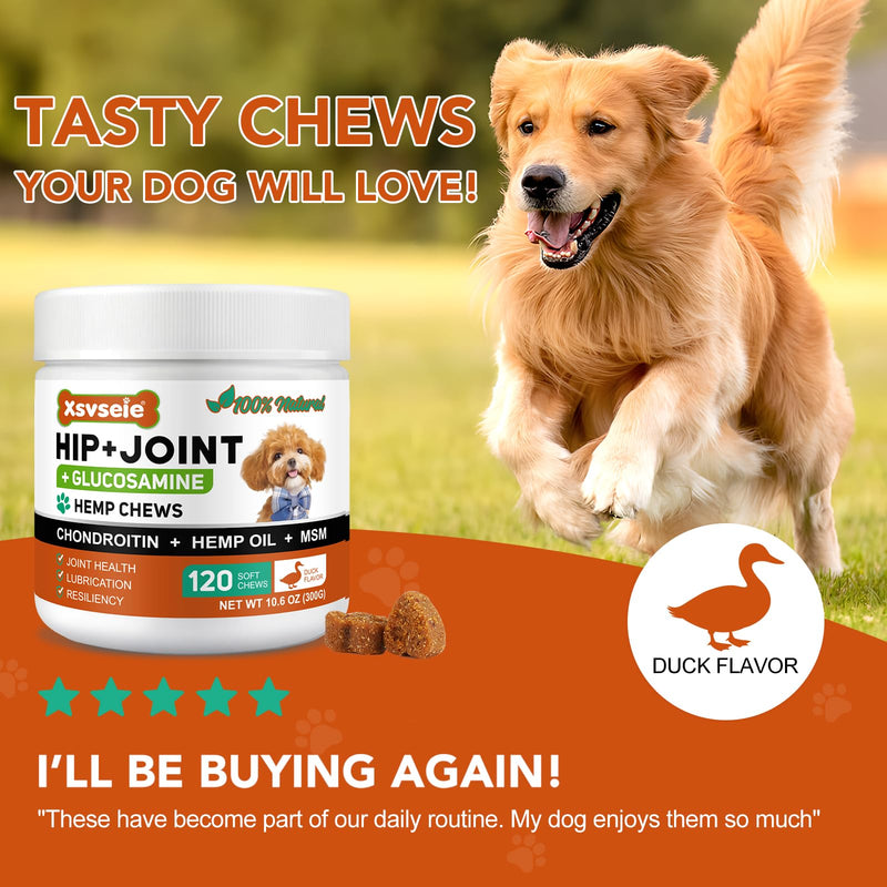Joint Supplement for Dogs | Dog Joint Care with Glucosamine, Chondroitin, MSM, Green Lipped Mussel, Vitamins C & E, Hip & Joint Support for Senior Dogs, 150 Chews for All Breeds & Sizes(Duck Flavour)