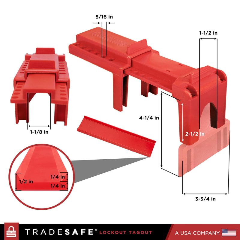 TRADESAFE Adjustable Ball Valve Lockout - Ball Valve Lock Out Devices for 1/2 inch to 4-1/4 inch Pipe Diameter, Valve Lock Out Tag Out, Water Valve Lock, Gas Valve Lock, 2 Pack