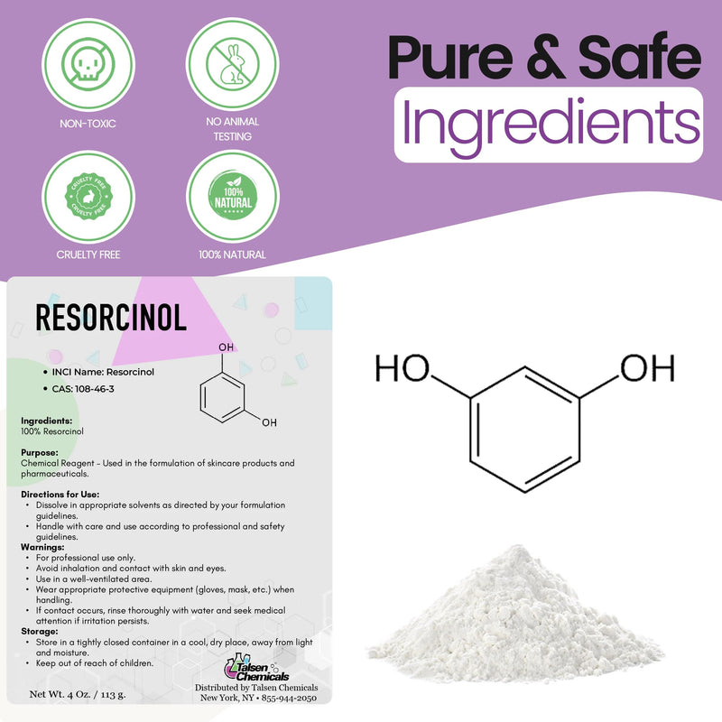 Pure Resorcinol Cosmetic Grade - 2 Oz / 56 g - Organic Resorcinol Powder - Chemical Ingredients In DIY Cosmetics, Personal Care and Beauty Formulations for Skin Care