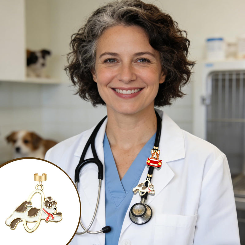 15pcs Dog Stethoscope Charms for Nurses, Cute Puppy Alloy & Enamel Stethoscope Pendant Accessories for Pediatric & Hospital Medical Staff