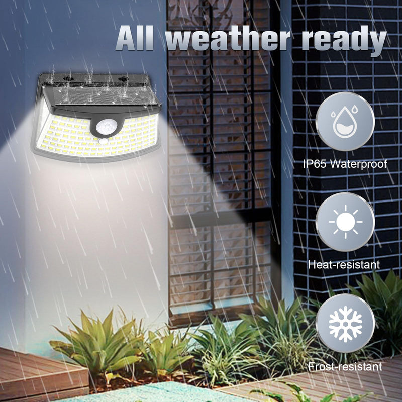 Aootek New Solar Motion Sensor Lights 120 LEDs with Lights Reflector,270° Wide Angle, IP65 Waterproof, Step Lights for Front Door, Yard, Garage, Deck (Black, Daylight White, 6-Pack) 6 Pack