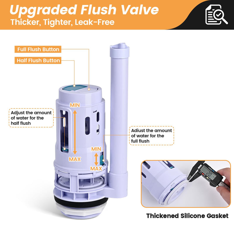 3-Inch Dual Flush Valve Replacement Kit for 2-Piece Toilets, Universal Toilet Flusher Replacement Kit with Gasket, Compatible with Glacier Bay, Kohler, American Standard, and Toto 3 Inch
