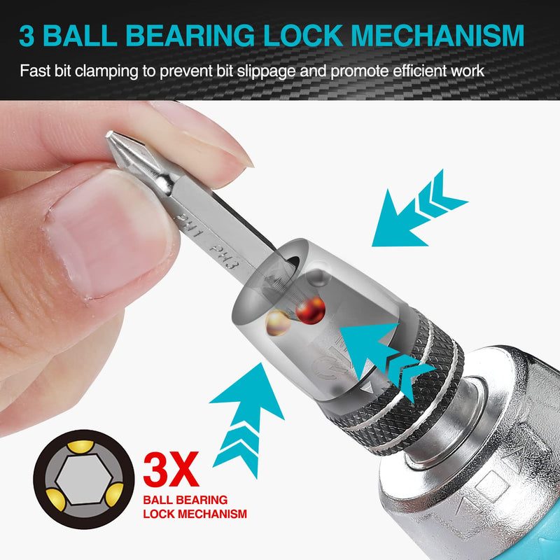 DURATECH Stubby Ratcheting Screwdriver, 12-in-1 Multi-bit Short Screw Drivers, Premium S2 Steel, Innovated Bits Quick-Load Mechanism, with Phillips, Slotted, Torx, Square Bits Stored in Handle