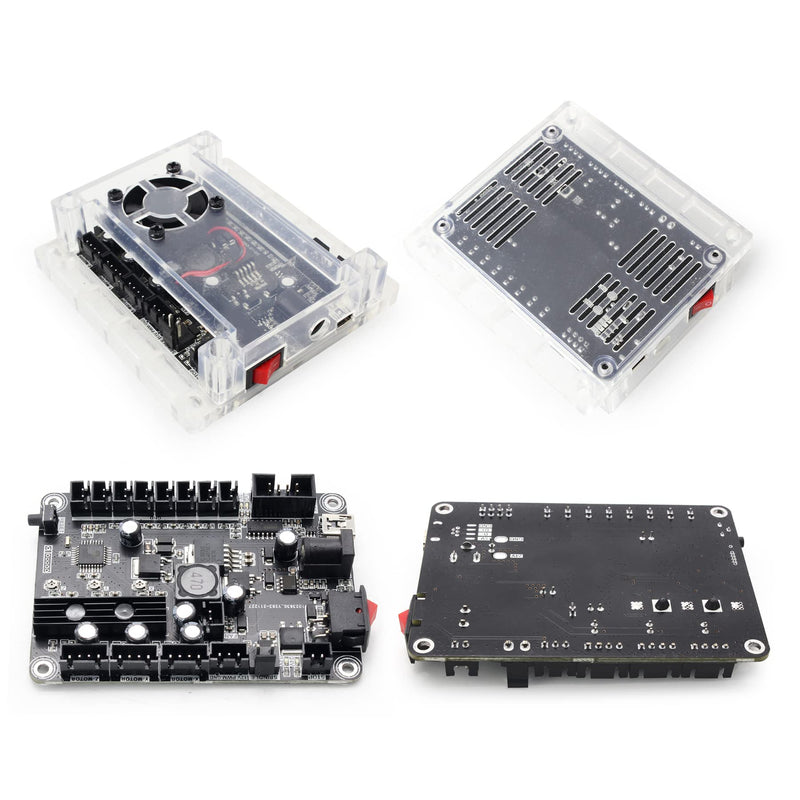 RATTMMOTOR 3-Axis Update GRBL 1.1f CNC Controller with Emergency and Limit Switch Fuction, CNC Router Engraver Machine GRBL Controller Board with Fan Cooling for CNC Wood Router Machine Black