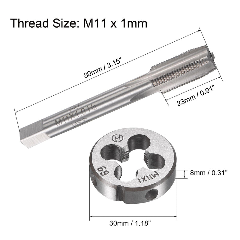 uxcell M11 x 1mm Metric Tap and Die Set, Machine Thread Screw Tap with Round Threading Die, Tap & Die Kit for Nut Screw Bolt Thread Repair