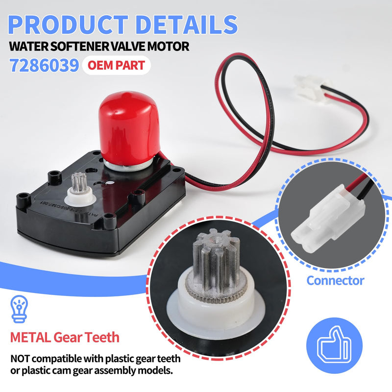 7286039 Water Softener Valve Motor with Screws Replaces Old Part Numbers: 7281291,7384691,7234731,7228900, WS26X10021,WS26X21821,Fit for Softener Systems