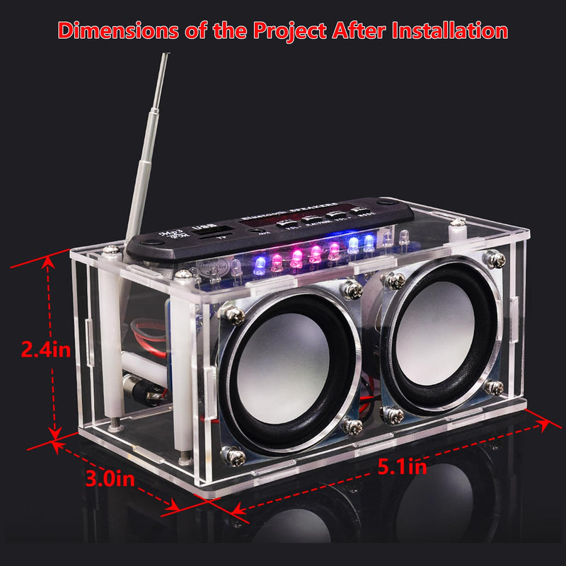 Compatible Speaker Kit Soldering Practice kit Voice-Activated Level Indicator Dual Channel Speaker for Soldering Project Transparent