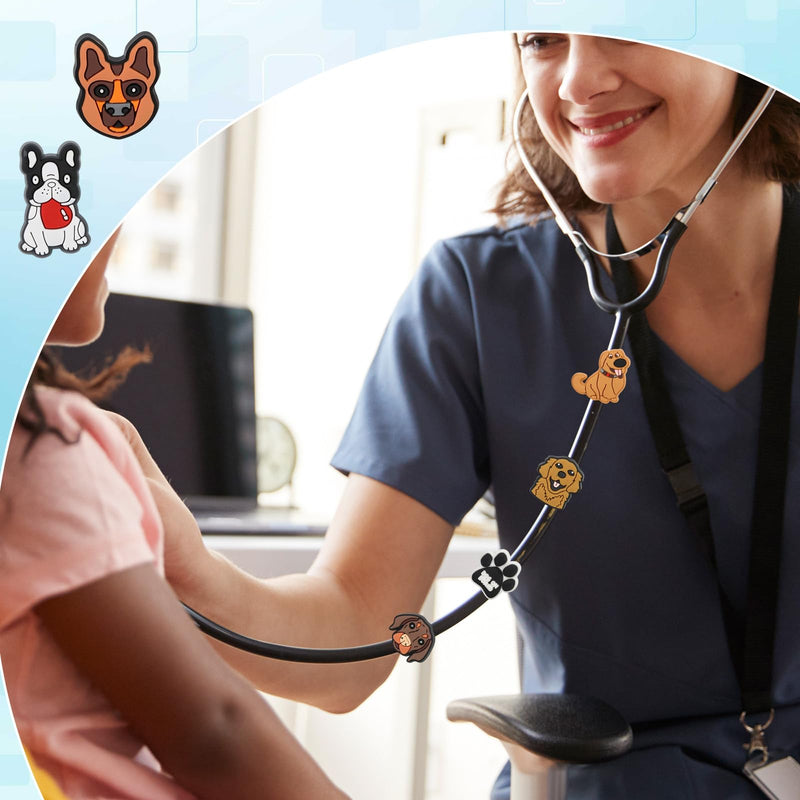 Cute Cartoon Dog Stethoscope Charms Pediatric Stethoscopes Decor | Includes 25 Pieces. Perfect Car Interior Decoration. Ideal Gift For Nurses & Medical Staff & Veterinarians & Graduates Cute Dog Series