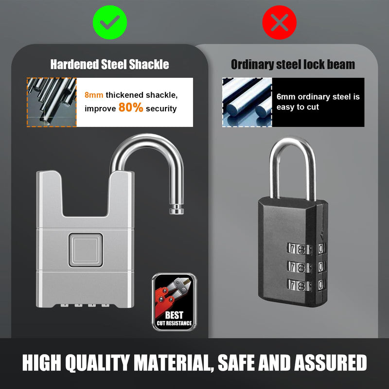 Heavy Duty Combination Padlock, Diyife Large Outdoor Padlock [Wrapped Beam] High Security, One-Touch Unlocking, Design of Hidden Password Suitable for Locker, Home, School, Garage, Gate (Silver) Silver