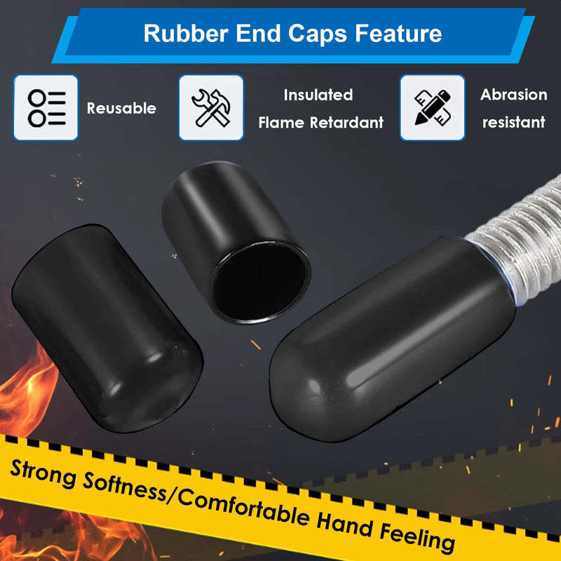 smseace 40pcs Rubber End Caps - 4 Sizes (1/8", "1/4", "3/8", "1/2 Inch) Black Vinyl Round Rubber Tip Caps for Bolts & Screws 3mm,6mm,9mm,12mm