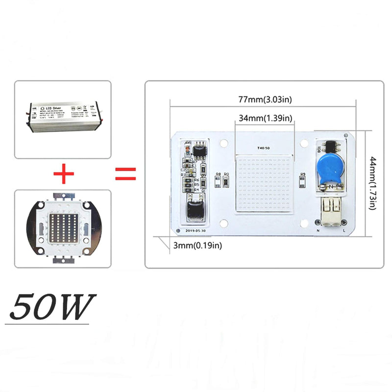 50W Driverless Solderless LED Chip Integrated Smart IC DIY (Warm White 3000-3500K) Warm White 3000-3500K