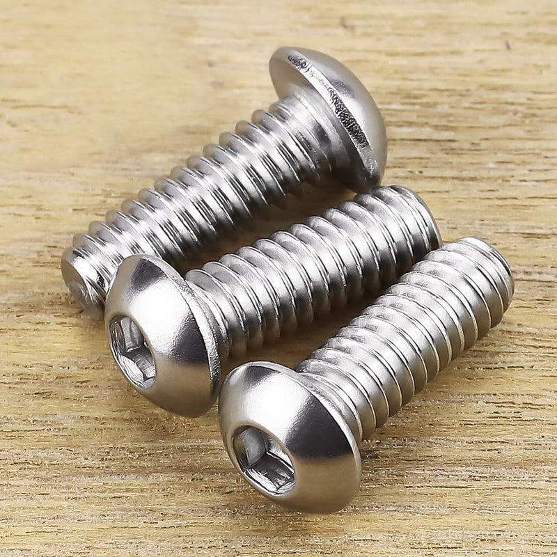 1/4-20 x 3/4" Button Head Socket Cap Bolts Screws, 304 Stainless Steel 18-8, Allen Hex Drive, Bright Finish, Fully Machine Thread, Pack of 25 1/4-20 x 3/4
