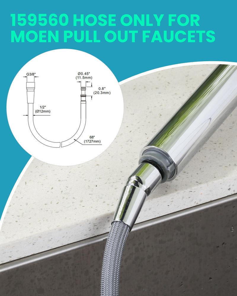 Replacement Hose kit for Moen Kitchen Pull out Faucet(Pullout 159560) 159560 Pull Out Hose