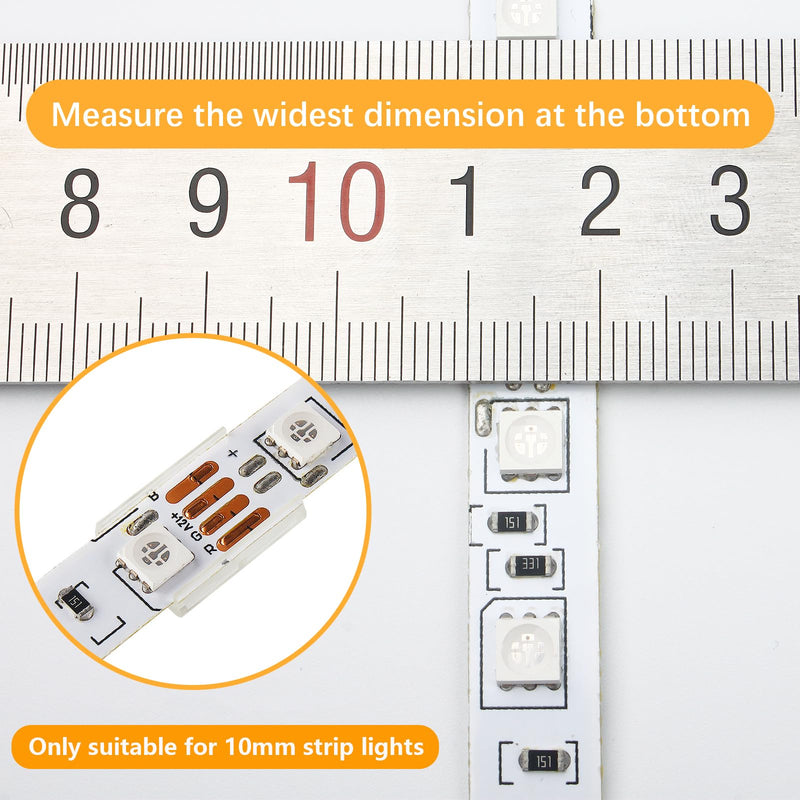 VIPMOON 100pcs Clear LED Strip Light Mounting Clips 10mm Width Holders and 100pcs Compatible Stainless Steel Phillips Screws Mounting Brackets for Waterproof or Non-Waterproof 3528 5050 5630