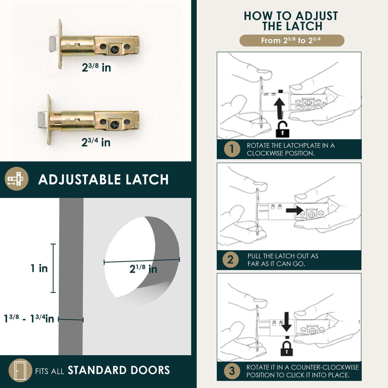 Mega Handles - SUANA Deadbolt I Entrance Deadbolt Lock - Heavy Duty Square Locking Deadbolt for Left or Right-Handed Doors - Interior/Exterior - Polished Chrome 1