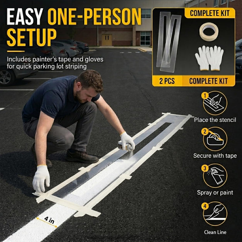 2-Pack 4 x 108 Inch Parking Lot Line Stencil for Pavement Striping Painting Parking Line Stencil * 2