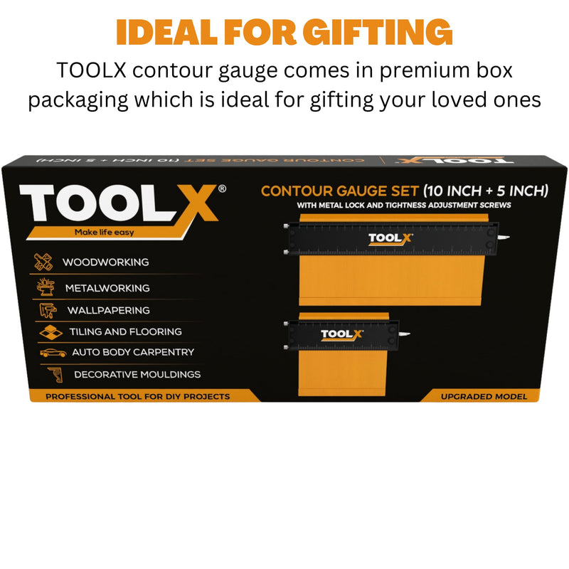 Contour Gauge Tool (5+10 Inch Lock)- Fathers Day Gifts for Men 2024, Mens gifts, Birthday Gifts for Men, Gifts for Boyfriend | Stocking Stuffers for Adults 10 INCH + 5 INCH