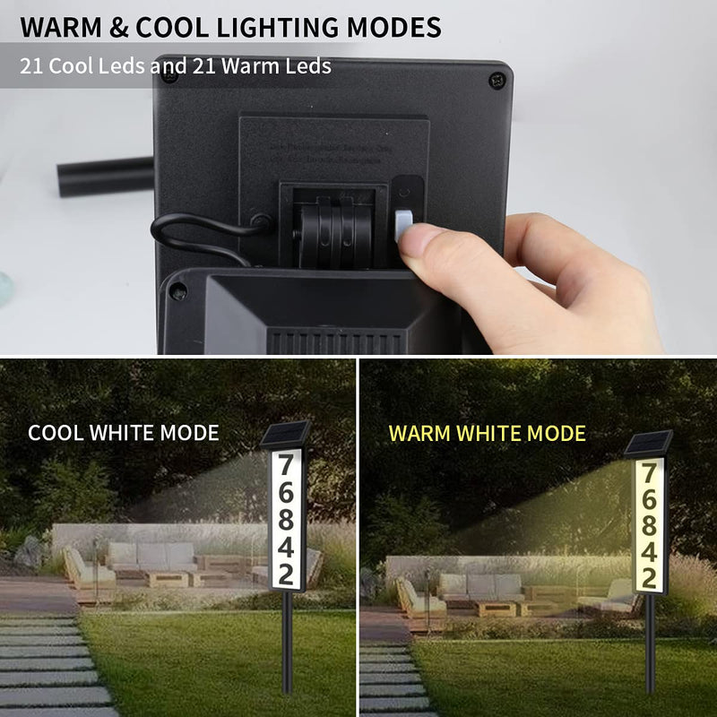House Numbers Solar Address Plaques Sign Driveway Marker Street Sign Lighted House Numbers Address Light Sign Solar Powered Led Letters for Yard Street Door Outdoor Home with Stake (Height 35 Inches) Ground