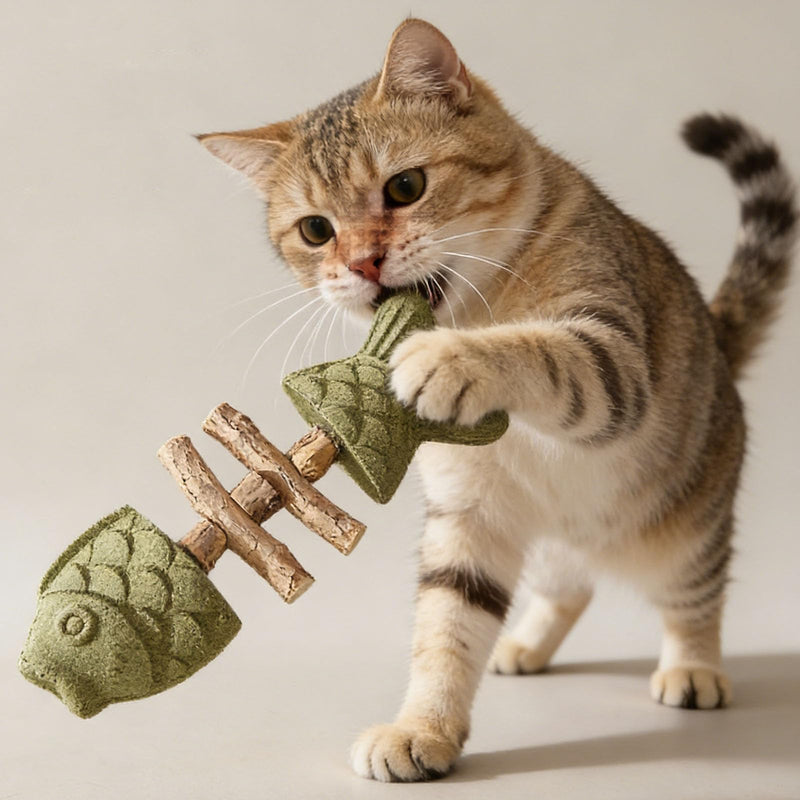 Purrident - Fix Cat Dental Health, Natural Dental Chew for Cats, Fishbone Shape Cat Teething Toy with Catnip, Durable Feline Tooth Care Tool for Indoor & Adult Cats (3PCS-D) 3PCS-D
