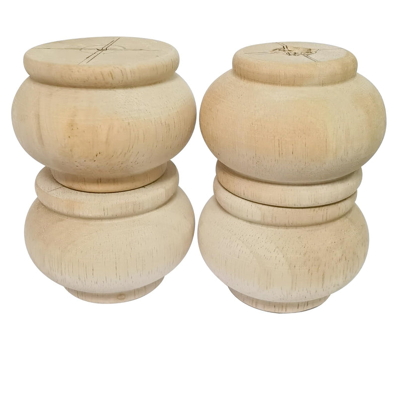 2 Inch Wooden Furniture Legs, Solid Wood Unpainted Replacement Furniture Legs, Cabinet Legs/Desk/Sofa/Bookcase Bun Feet, DIY Wooden Round Legs with Mounting Plate & Screws Set of 4 (2 Inch) 2 Inch