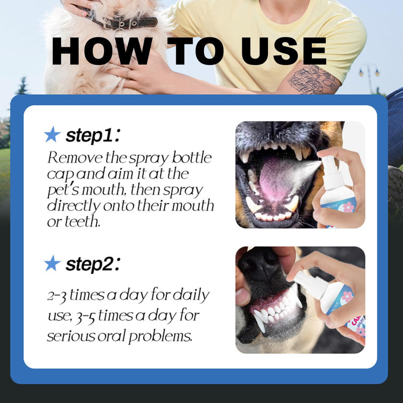 Dog Dental Care Spray丨Dogs Teeth Oral Care Cleaning Spray丨Pet Breath Freshener for Pet Cats and Dogs - Support Clean Teeth, Freshen Breath, Reduce Bad Breath and Aid in Daily Oral Use - 100ml