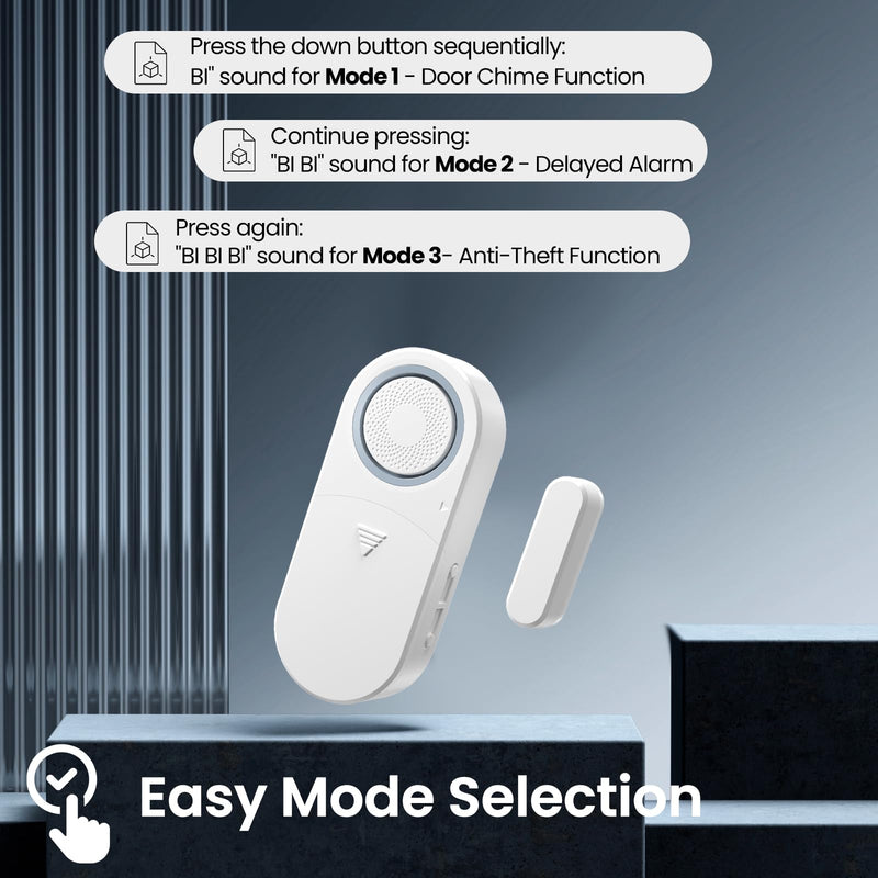 Freezer Door Alarm with Delay When Left Open, Door Chime Window Open Alarm Close Doors Reminder Loud 120 dB for Home, Store, Office, School White