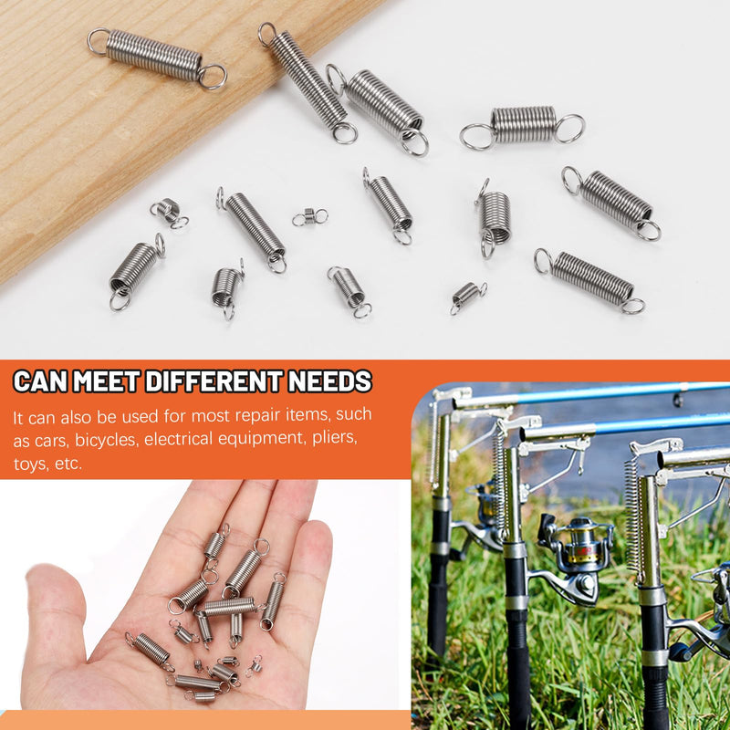 Tanstic 150Pcs 15 Sizes Extension Spring Assortment Kit Extension Spring Assorted Size Small Springs Stainless Steel Extension Spring for Home Repairs and DIY 150