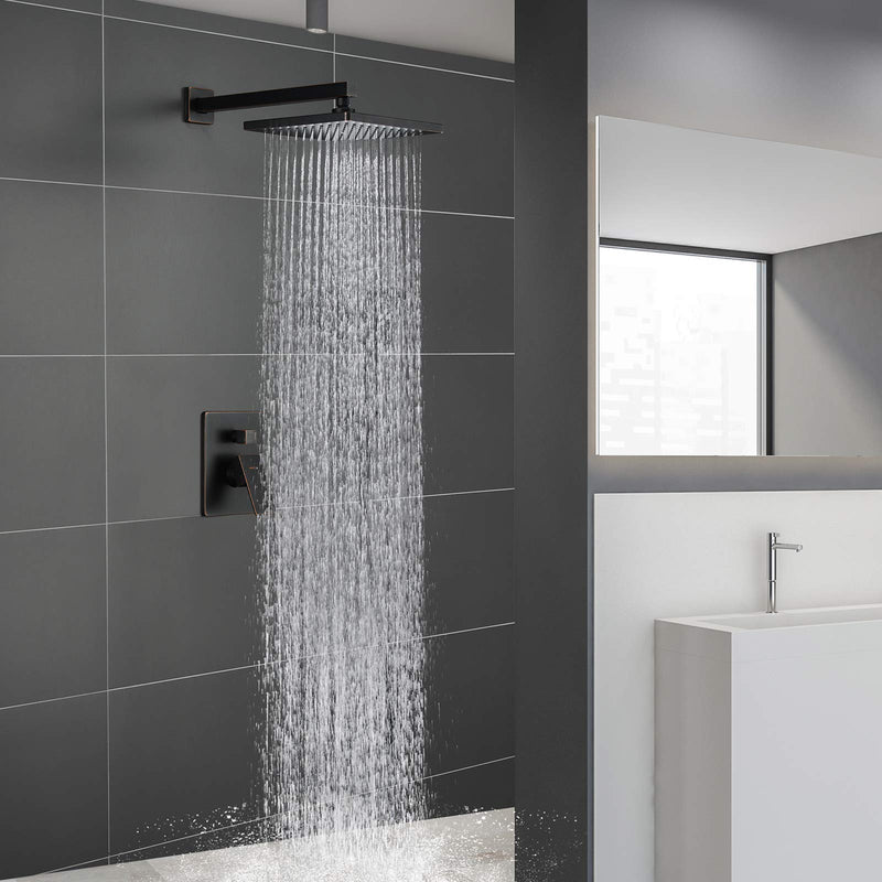 Gabrylly 10" Rain Shower Head, Rainfall Ceiling Mount Shower Head, Oil Rubbed Bronze, 2.5 GPM Water Flow