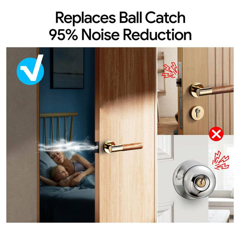 Mousike Door Ball Catch Hardware, Adjustable Hidden Magnetic Ball Catch, Stainless Steel Strike Plate with Strong Suction, Door Ball Catch Replacement for Top of Door (4 Pack, Black) 4 Pcak - Magnetic