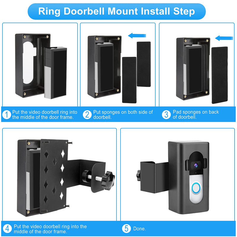Anti-Theft Video Doorbell Mount Compatible with Ring/Blink Wireless Video Doorbell 1/2/3 Plus/3/4/(2020 Release), Adjustable No-Drill Mounting Bracket Wedge Adapter Holder Accessories(Black) Black