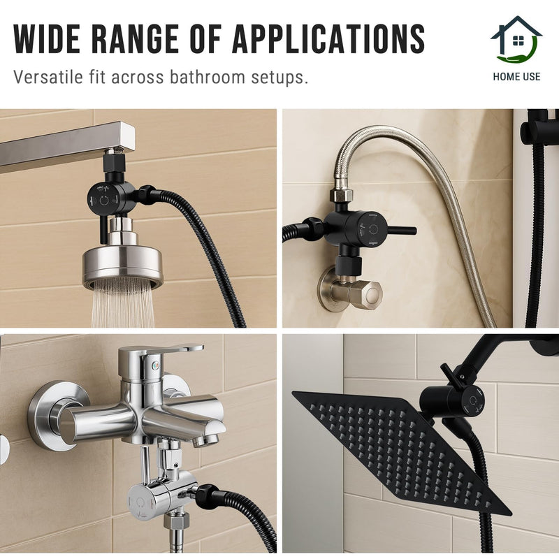 G-Promise Solid Metal High-Flow Shower Diverter Valve for Handheld and Fixed Spray Showerhead, G 1/2 3-Way Bathroom Universal Diverter System Adapter Replacement Part (Chrome) Chrome