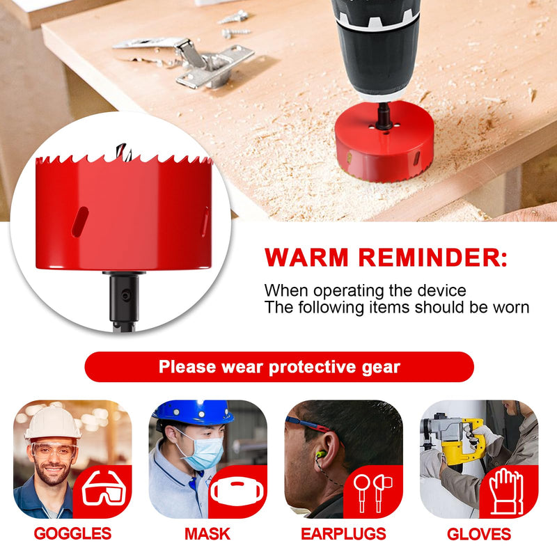Hole Saw 4 1/8” (105mm) for Wood and Plastic, HSS Bi-Metal Hole Cutter Core Drill Bit for Drywall, PVC Boards, Fiberglass and Vent Pipes Red 4-1/8"(105mm)