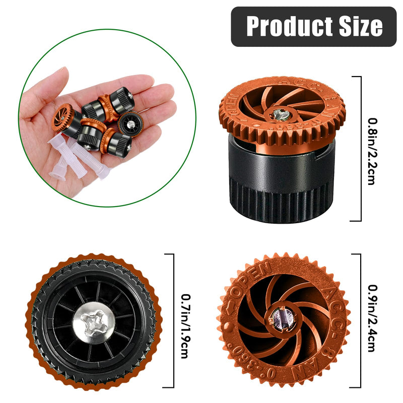 10 Pieces Variable Arc Nozzle, Replacement Pop-up Sprinkler Heads Compatible with Most of Adjustable Pop Up Sprinkler Spray Head for Garden Lawn Irrigation (8AN)