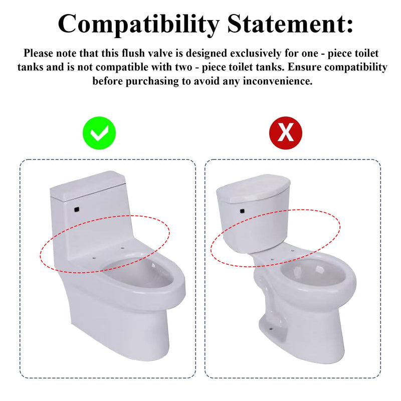 Toilet Flush Valve Replacement Kit, Universally for 3-Inch One-Piece Toilets, Includes Chain & Rubber Seal, Compatible with TOTO, American Standard, and Other WC Tank Repair Parts