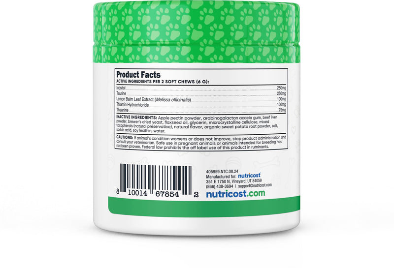 Nutricost Pets Calming Support Soft Chews for Dogs (Beef Flavored) 60 Soft Chews - Helps Manage Occasional Stress & Tension - PawsPlanet Australia