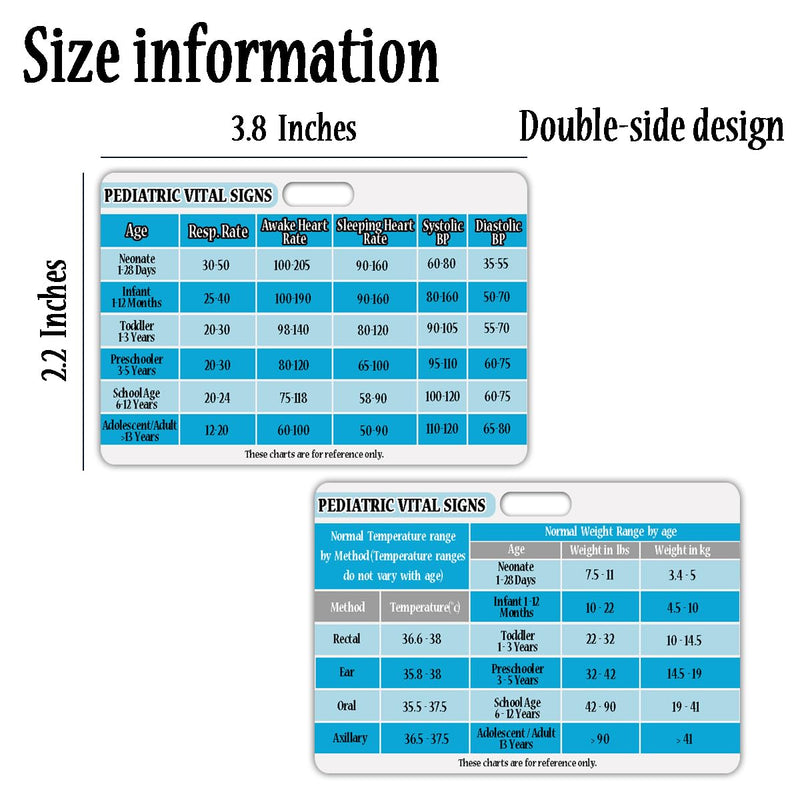 3 PCS Pediatric Vital Signs Badge Card Lab Values Badge Cards Rn Badge Cards for Pediatric Nurses, Clinicals and RN Students Nursing School Supplies and Accessories(2.2 x 3.8 Inches)