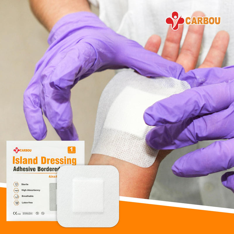 [4''x4''-30count] Carbou Island Dressing Bordered Gauze Sterile Individually Wrapped Gauze Pads,Highly Absorbent Adhesive Dressing Pad,Soft and Breathable Wound Dressing for Wound Care 4‘’x4''