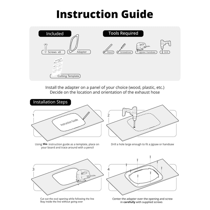 AC Exhaust Hose Adapter Plate for Windows & Sliding Doors for Midea Duo White