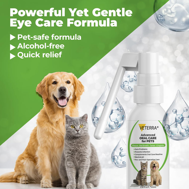 Dog and Cat Dental Spray for Dogs & Cats – Vet Recommended Oral Care, Teeth Cleaning Spray, Breath Freshener, Helps Reduce Plaque and Tartar, No Brushing Required - 3.38 Fl Oz - 100 Ml