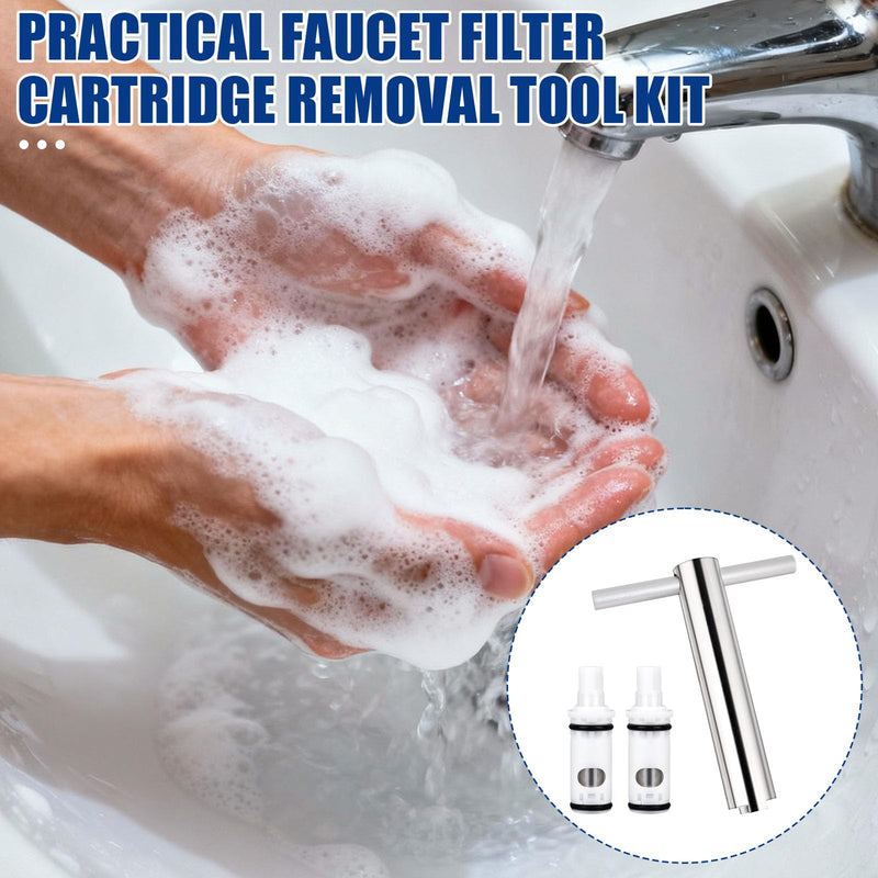 3pcs Faucet Cartridge Replacement Kit with Removal Tool, Cartridge Retainer Removal Tool Compatible with Moen 1224 1224 B for Double Handle Kitchen Tub Shower Bathroom Bathtub Valve Repair Parts